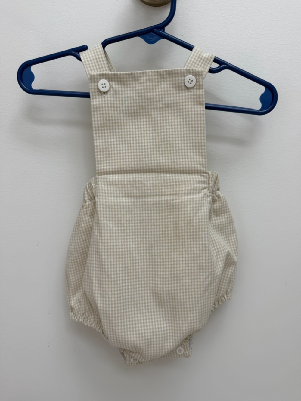 Edgehill Collection Beige Gingham Baby One-Piece Romper